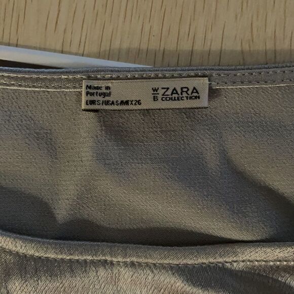 Zara silver top w ruching detail on L/S NWOT S - Picture 8 of 9